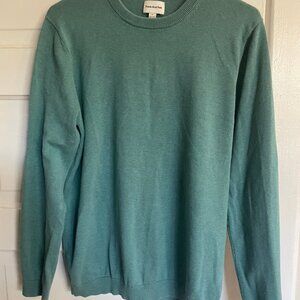 Frank and Oak Men's Cotton Sweater Crew Neck Pullover Teal Medium